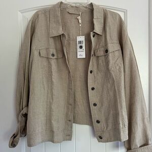 Eileen Fisher Organic Linen Jacket in Beige